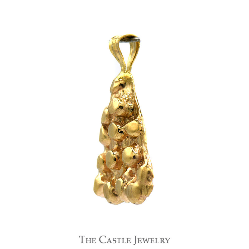 Triangular Textured Nugget Designed Pendant in 14k Yellow Gold