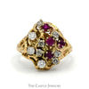 Ruby and .33 CTTW Diamond Freeform Cluster Ring  in 10KT Yellow Gold - Thumbnail 1