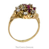 Ruby and .33 CTTW Diamond Freeform Cluster Ring  in 10KT Yellow Gold - Thumbnail 3