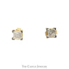 3/4cttw Princess Cut Diamond Stud Earrings in 14k Yellow Gold Butterfly Pushbacks - Thumbnail 1