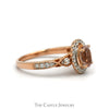 Oval Morganite Ring with Diamond Halo and Accented Sides in 10k Rose Gold - Thumbnail 3