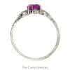 Heart Shaped Synthetic Pink Sapphire Claddagh Ring with Illusion Set Diamond Accent in 14k White Gold - Thumbnail 2