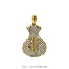 Money Bag "$" Cubic Zirconia Cluster Pendant in 10k Yellow Gold - Thumbnail 1