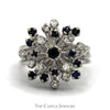 Blue Sapphire and Diamond Freeform Cluster in 14 KT White Gold - Thumbnail 1