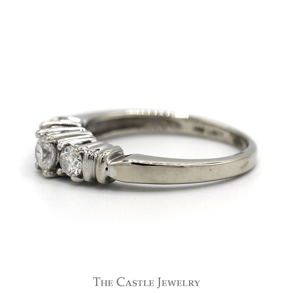 Three Stone Diamond Engagement Ring in 14k White Gold