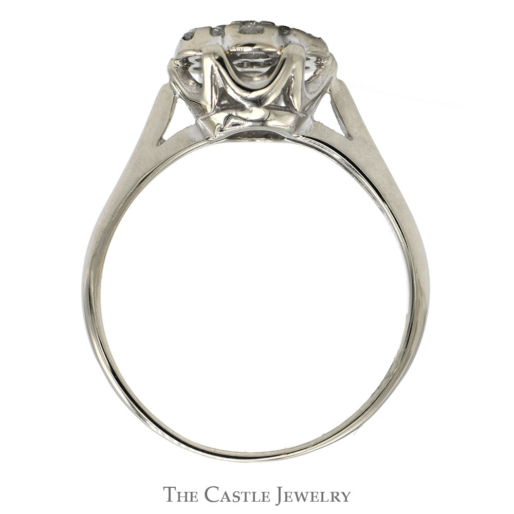 3/4cttw 7 Round Diamond Cluster Ring in 14k White Gold