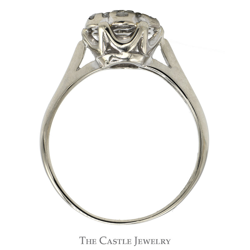 3/4cttw 7 Round Diamond Cluster Ring in 14k White Gold