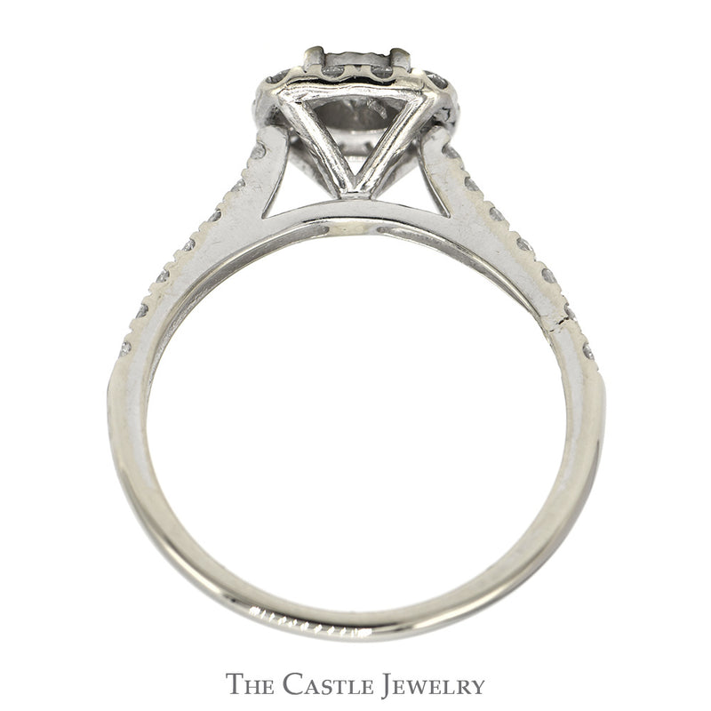 1cttw Round Diamond Bridal Set with Diamond Halo and Matching Diamond Band in 10k White Gold