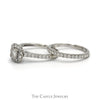 1cttw Round Diamond Bridal Set with Diamond Halo and Matching Diamond Band in 10k White Gold - Thumbnail 3