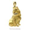 Collie Dog Pendant with Diamond Accents in 10k Yellow Gold - Thumbnail 2