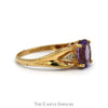 Oval Amethyst Ring with Illusion Set Diamond Accents in 10k Yellow Gold - Thumbnail 3