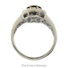 Round Cocoa Diamond Cluster Ring with Diamond Halo and Accented Sides in 14k White Gold - Thumbnail 2