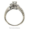 1cttw Diagonal Three Stone Diamond Engagement Ring with Open Diamond Accented Bypass Sides in 14k White Gold - Thumbnail 2