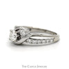 1cttw Diagonal Three Stone Diamond Engagement Ring with Open Diamond Accented Bypass Sides in 14k White Gold - Thumbnail 3