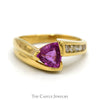 Le Vian Trillion Cut Pink Sapphire Ring with Channel Set Diamond Accents in 18k Yellow Gold Bypass Mounting - Thumbnail 1