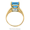 Emerald Cut Blue Topaz Ring with Polished Tapered Sides in 10k Yellow Gold - Thumbnail 2