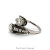 Concaved 1/2cttw Round Diamond Bypass Ring in 10k White Gold - Thumbnail 3