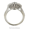 1cttw Round Diamond Cluster Ring with Diamond Halo and Accented Sides in 10k White Gold - Thumbnail 2