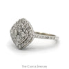 1cttw Round Diamond Cluster Ring with Diamond Halo and Accented Sides in 10k White Gold - Thumbnail 3