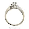 1/2cttw Round Diamond Engagement Ring with Diamond Accented Open Bypass Sides in 14k White Gold - Thumbnail 2
