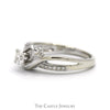 1/2cttw Round Diamond Engagement Ring with Diamond Accented Open Bypass Sides in 14k White Gold - Thumbnail 3