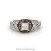 Le Vian Designer 1cttw Princess Cut Diamond Engagement Ring with Chocolate Diamond Halo and Accented Split Shank Sides in 14k White Gold - Thumbnail 1