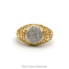 Kentucky Diamond Cluster Ring with Open Filigree Sides in 10k Yellow Gold - Thumbnail 1