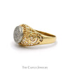 Kentucky Diamond Cluster Ring with Open Filigree Sides in 10k Yellow Gold - Thumbnail 3