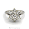 1cttw 13 Round Diamond Snowflake Cluster Ring in 18k White Gold - Thumbnail 1