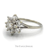 1cttw 13 Round Diamond Snowflake Cluster Ring in 18k White Gold - Thumbnail 3