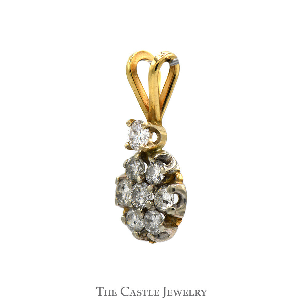 1cttw Round Shaped Diamond Cluster Pendant with Accent Diamond in 10k Yellow Gold Split Bail