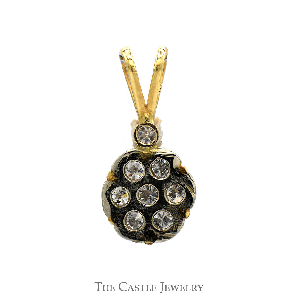 1cttw Round Shaped Diamond Cluster Pendant with Accent Diamond in 10k Yellow Gold Split Bail