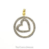 Circle of Love 1/3cttw Diamond Pendant with Dangling Heart Center in 10k Yellow Gold - Thumbnail 1