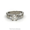 1.5cttw Round Diamond Neil Lane Soldered Bridal Set with Baguette Accents and Matching Band in 14k White Gold - Thumbnail 1