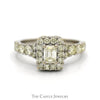 1.5cttw Emerald Cut Diamond Engagement Ring with Diamond Halo and Accented Sides in 14k White Gold - Thumbnail 1