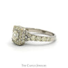 1.5cttw Emerald Cut Diamond Engagement Ring with Diamond Halo and Accented Sides in 14k White Gold - Thumbnail 3