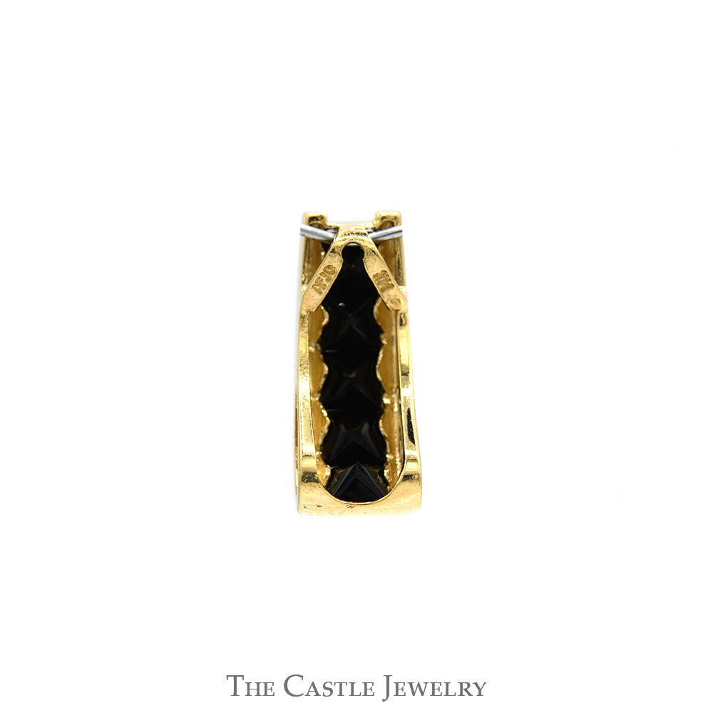 Ladder Designed Black Onyx Slide Pendant in 14k Yellow Gold