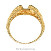 Diamond Accented Horseshoe Ring with Nugget Textured Sides in 10k Yellow Gold - Thumbnail 2