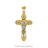 Two Tone Crucifix Pendant in 14k White & Yellow Gold - Thumbnail 1