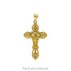 Two Tone Crucifix Pendant in 14k White & Yellow Gold - Thumbnail 3