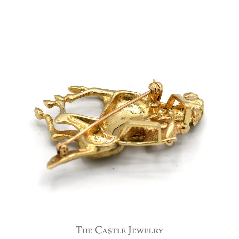 Horse & Jockey Designed Equestrian Pin/Pendant Combo in 10k Yellow Gold