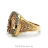 Diamond Horseshoe Ring Featuring Horse Head & Fence Design in 10k Yellow Gold - Thumbnail 3