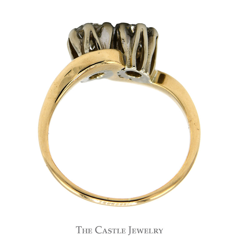 .60cttw Double Diamond Bypass Ring in 10k Yellow Gold