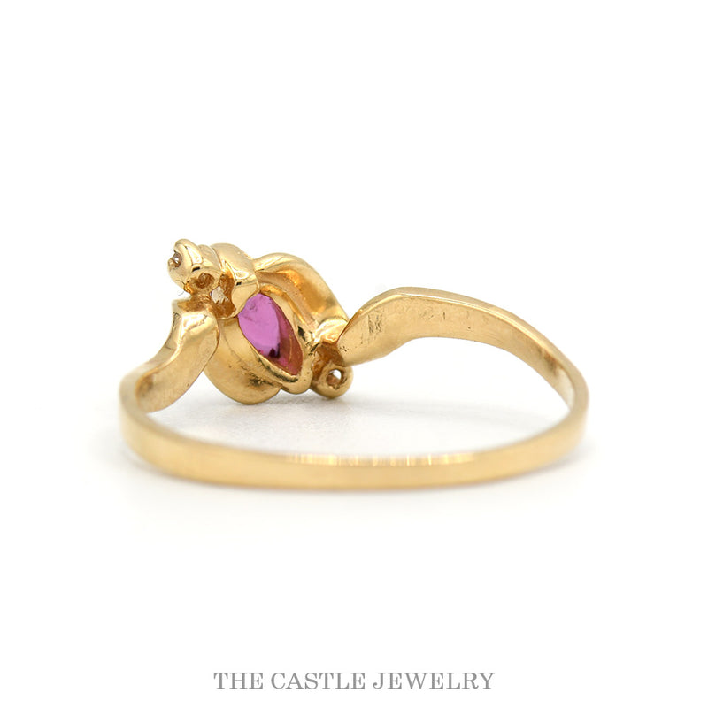 Marquise Cut Ruby Ring with Diamond Accents in 14k Yellow Gold