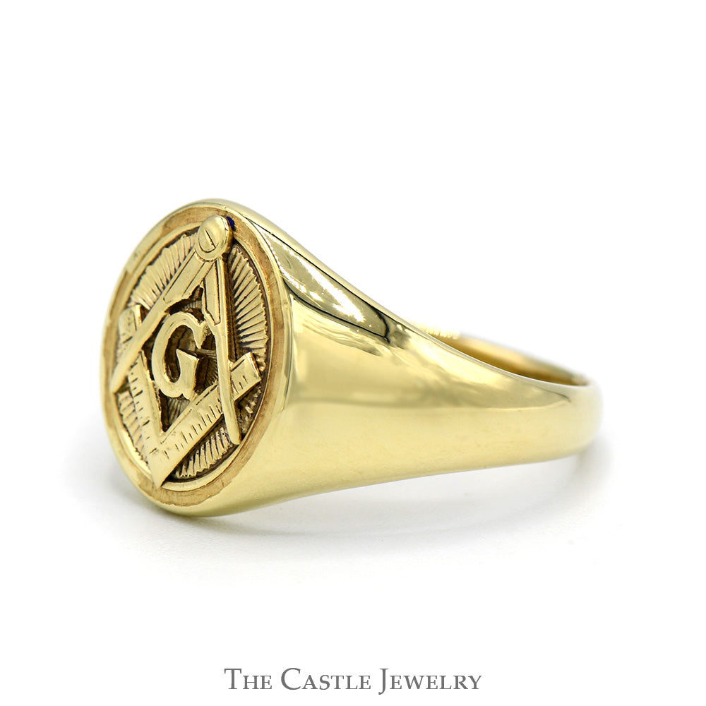Masonic Square & Compass Signet Ring in 10k Yellow Gold