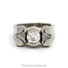 1.75cttw Bezel Set Diamond Ring with Trillion Cut Diamond Accents in 14k White Gold - Thumbnail 1