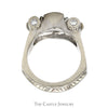 1.75cttw Bezel Set Diamond Ring with Trillion Cut Diamond Accents in 14k White Gold - Thumbnail 2