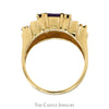 Baguette Cut Amethyst & Round Sapphire Cluster Ring in 14k Yellow Gold - Thumbnail 2