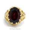 Oval Garnet Ring in Open Rope Designed Mounting in 14k Yellow Gold - Thumbnail 1
