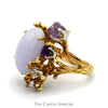 Oval Lavender Jade Ring with Amethyst & Diamond Accents in 18k Yellow Gold - Thumbnail 3